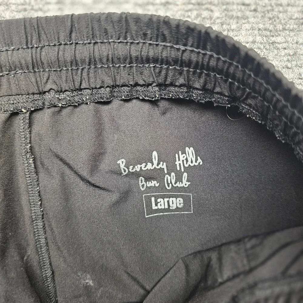 Beverly Hills Gun Club Mens Shorts Large Black Pink Logo Zipper Pockets Athletic
